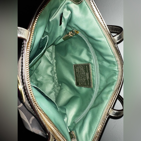 Coach Poppy Daisy Gold Applique Optic C Y2K Tote Shoulder Bag RARE - Picture 4 of 15